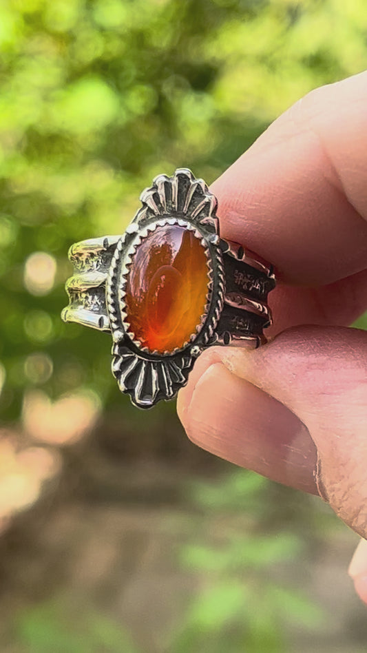 Natural Carnelian “Lady of fire” ring Sz-7.5
