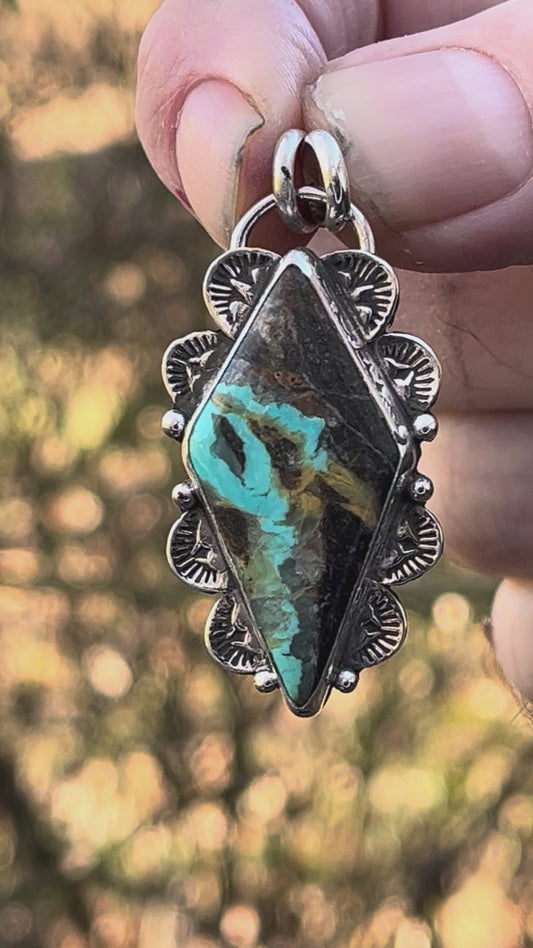 Handcrafted Tyrone Turquoise pendant