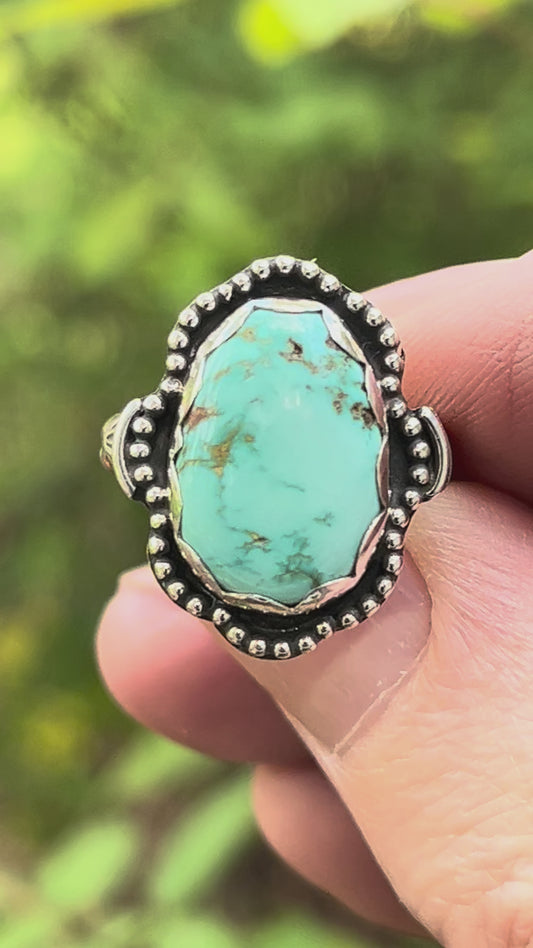 Natural High grade Royston Turquoise ring Sz-6.5